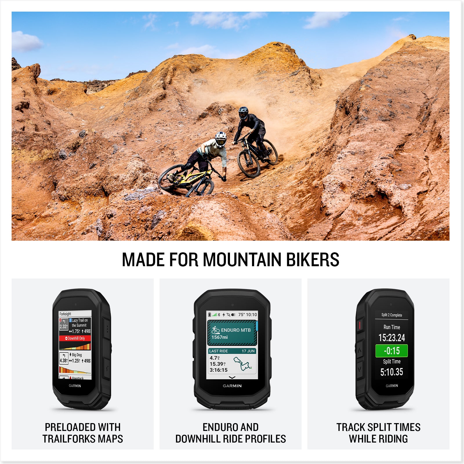 Garmin Edge MTB, Rugged GPS Bike Computer Advanced Tracking for Mountain Bikers