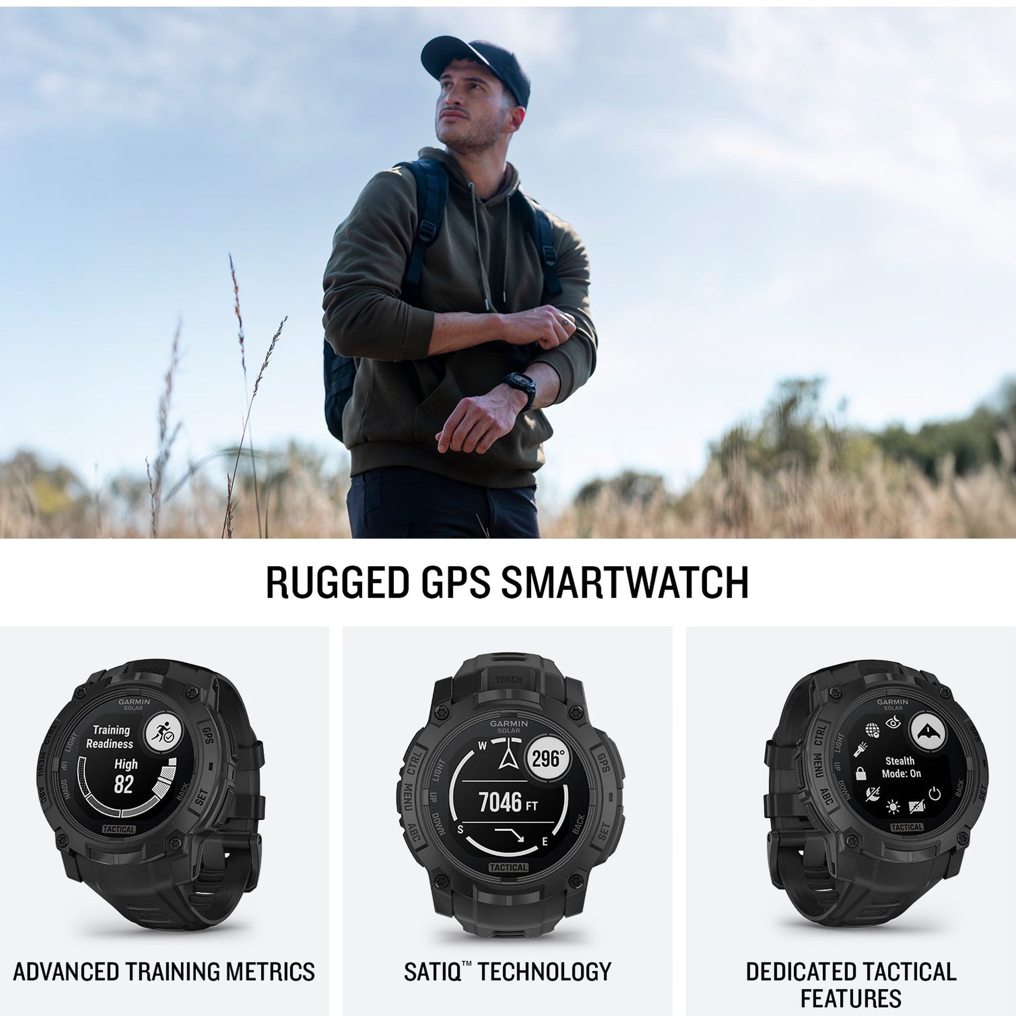 Garmin Instinct 3, 45mm, Solar, Tactical Edition, Air Pro TWS Wireless EarBuds, Bundle