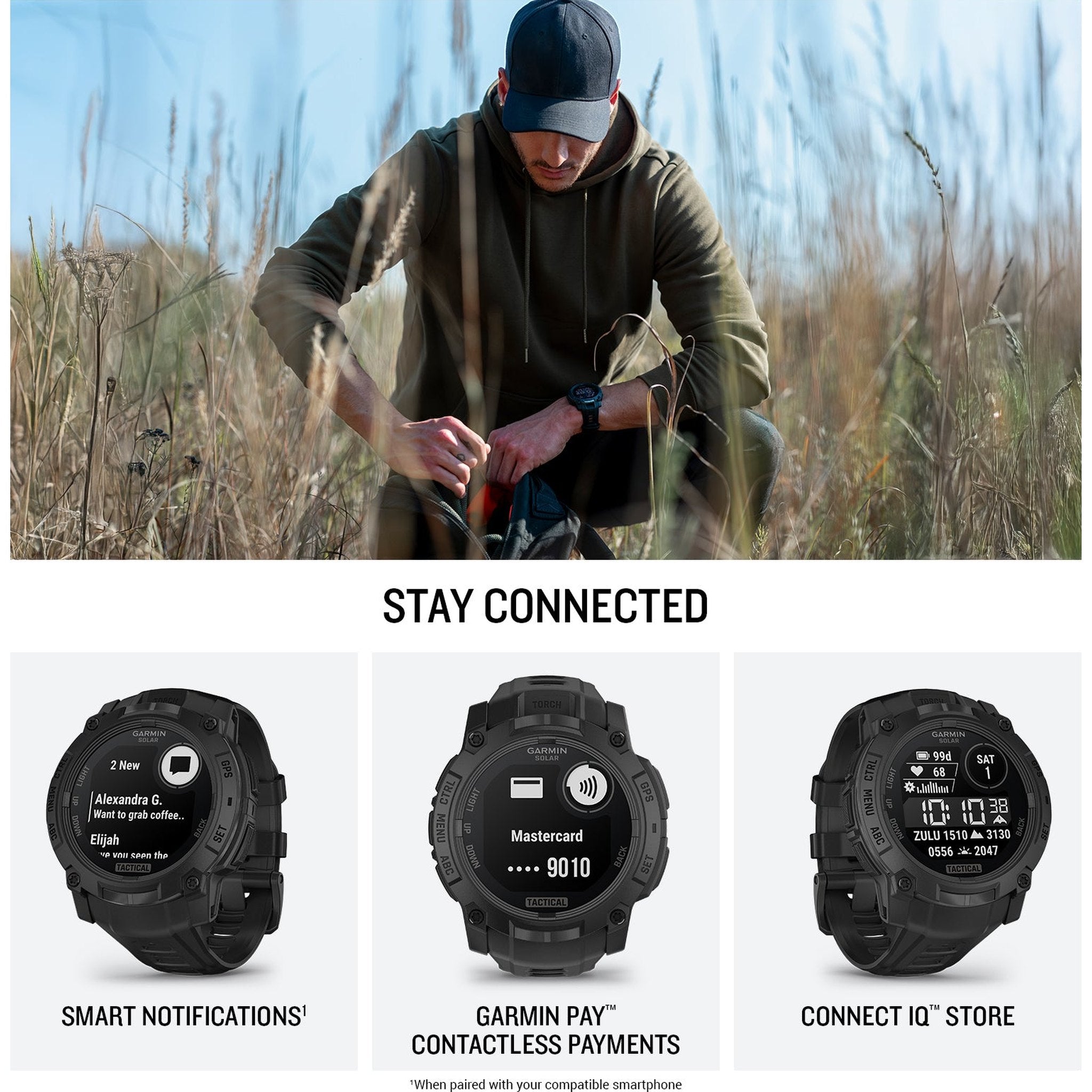 Garmin Instinct 3, 50mm, Solar, Tactical Edition, Bundle
