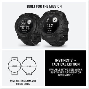 Garmin Instinct 3, 50mm, Solar, Tactical Edition, Bundle