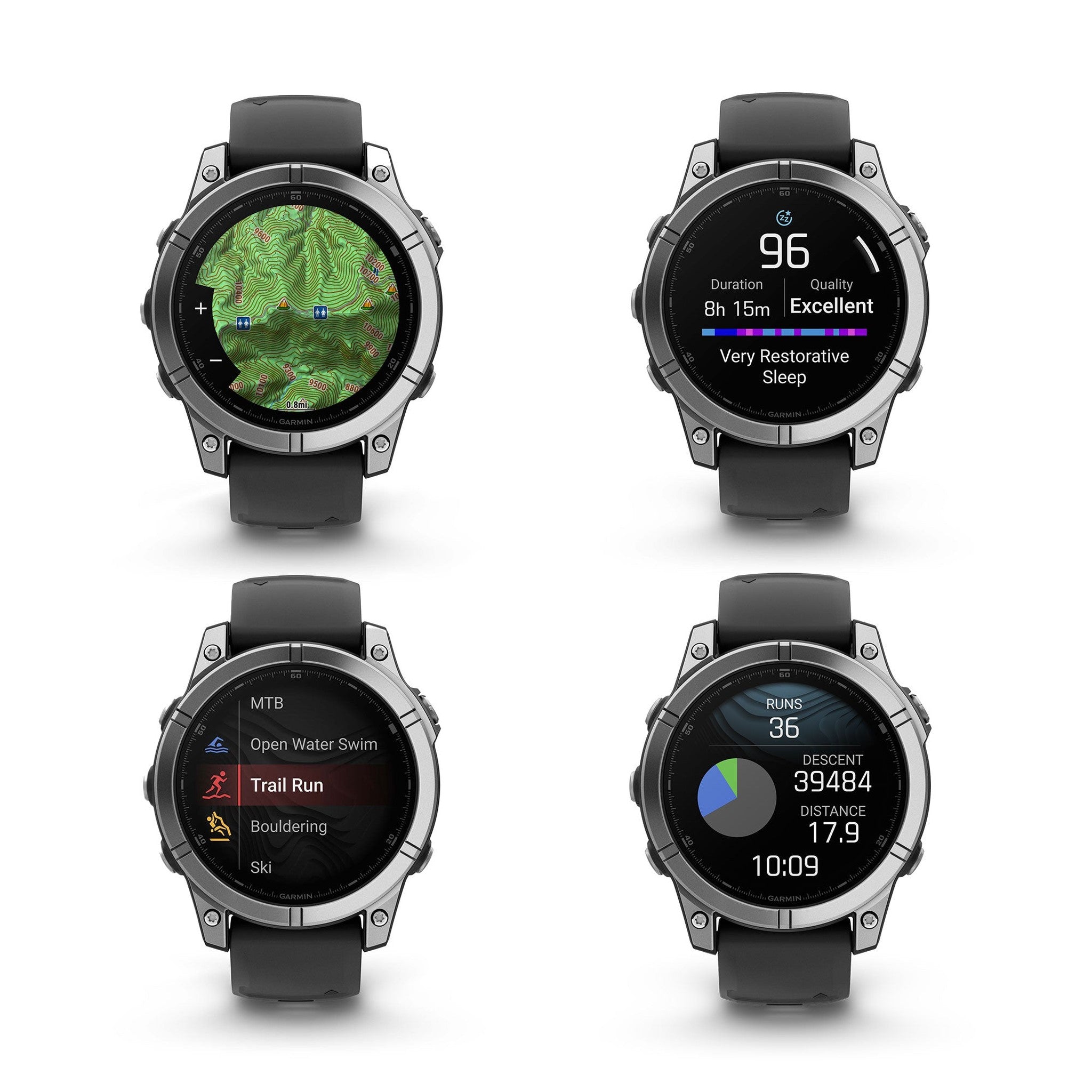 fenix E – 47 mm, AMOLED, Stainless Steel with Black Silicone Band Garmin