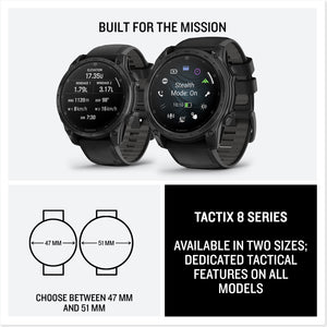 Garmin tactix® 8 47mm, AMOLED Display, Premium Tactical GPS Smartwatch, Includes Applied Ballistics Ultralight Solver