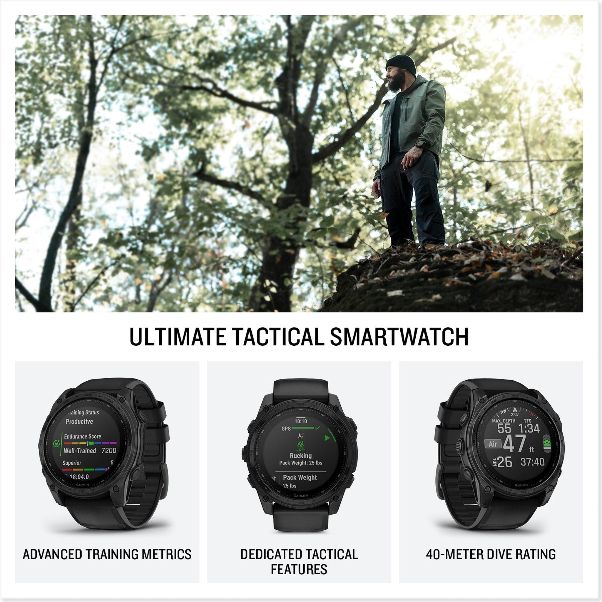Garmin tactix 8 51mm, Solar Charged Display, Premium Tactical GPS Smartwatch, Includes Applied Ballistics Ultralight Solver