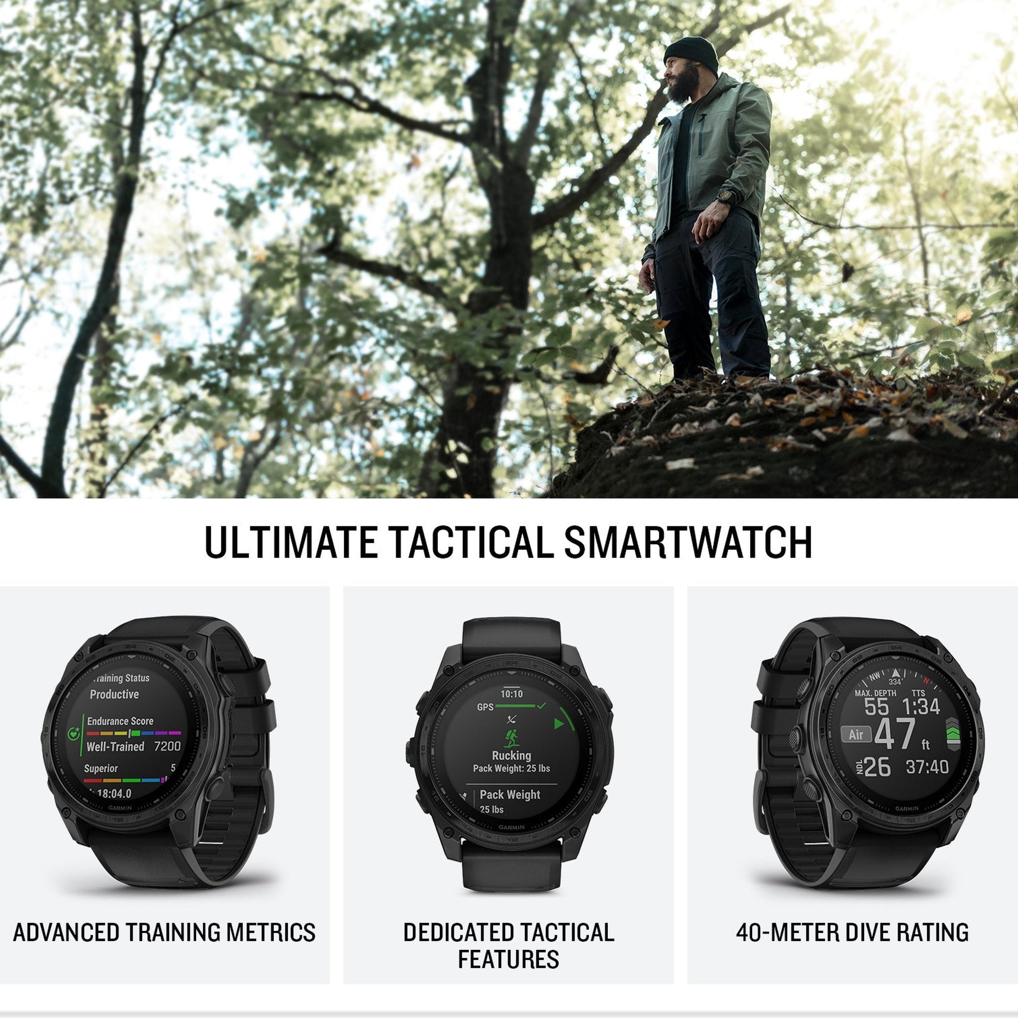 Garmin tactix 8 51mm, Solar Charged Display, Elite, Premium Tactical GPS Smartwatch, Includes Applied Ballistics Elite Solver, Titanium Bezel, Sapphire Lens, 40-Meter Dive Rating