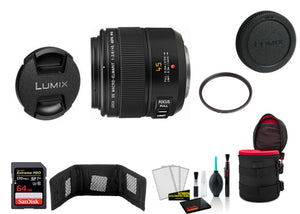 Panasonic Leica DG Macro-Elmarit 45mm f/2.8 ASPH. MEGA O.I.S. Lens Kit with Memory Card