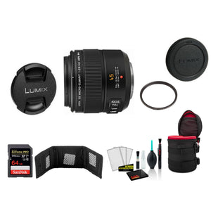 Panasonic Leica DG Macro-Elmarit 45mm f/2.8 ASPH. MEGA O.I.S. Lens Kit with Memory Card International Model