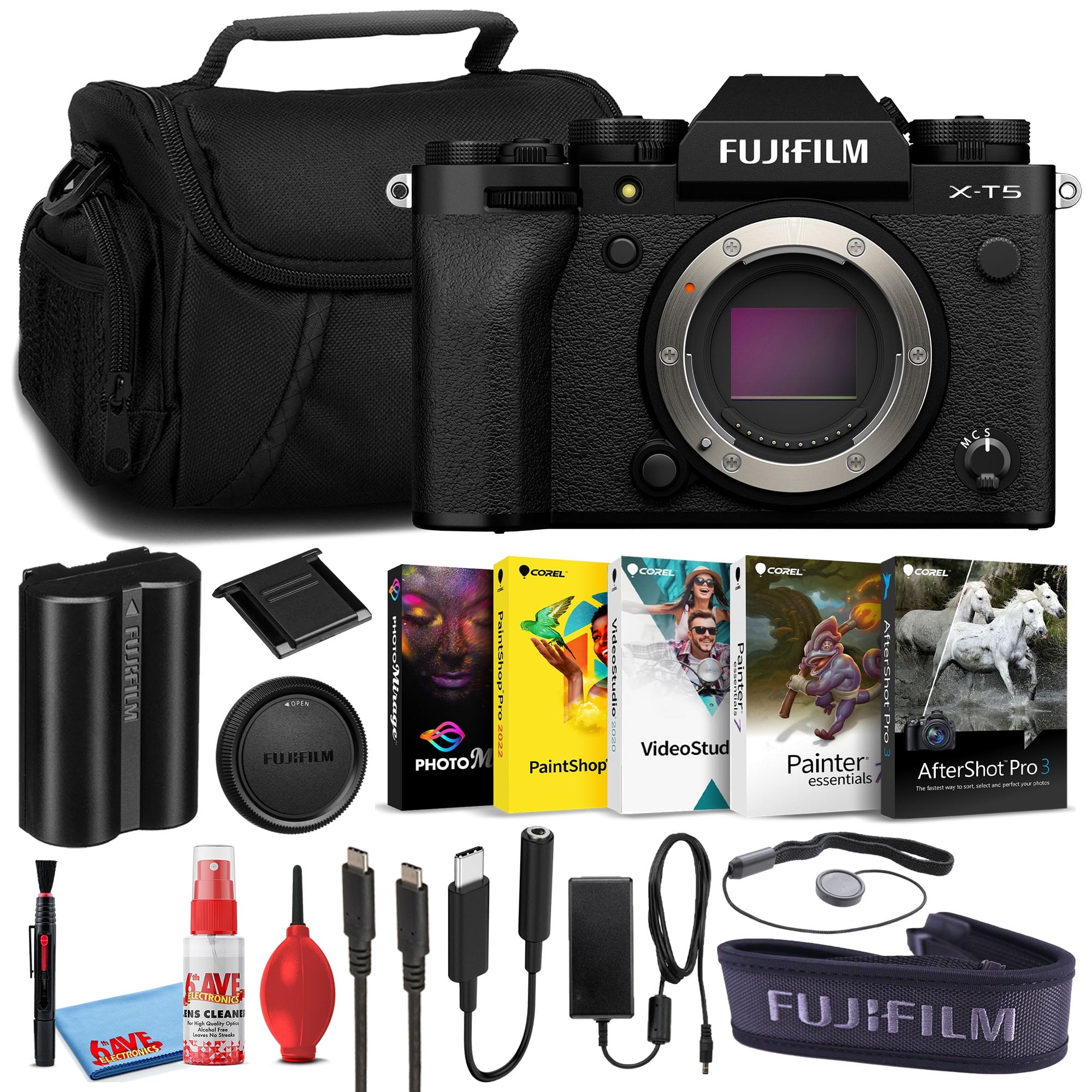 Fujifilm X-T5 Mirrorless Camera (Body Only) (Black) Corel Software Bundle