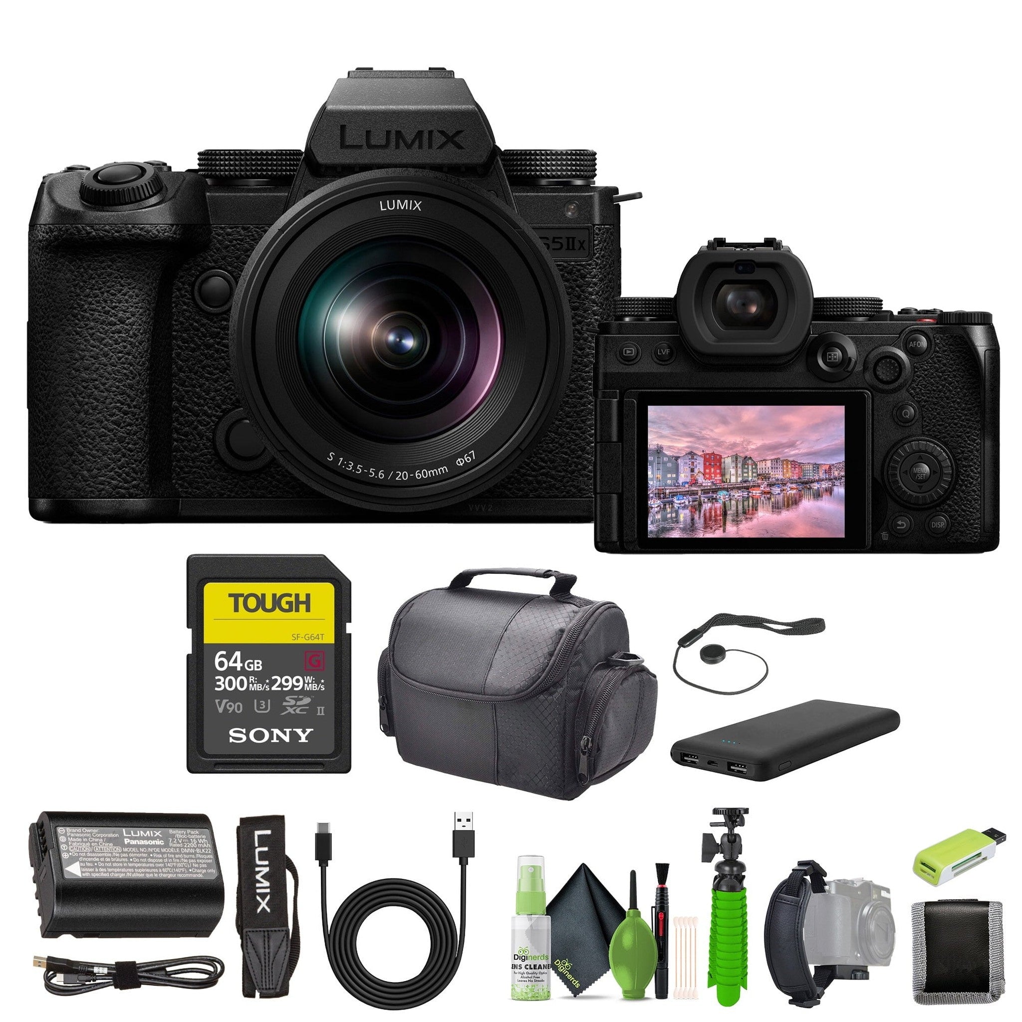 Panasonic LUMIX S5IIX Mirrorless Camera 24.2MP with 20-60mm F3.5-5.6 Lens Bundle Panasonic