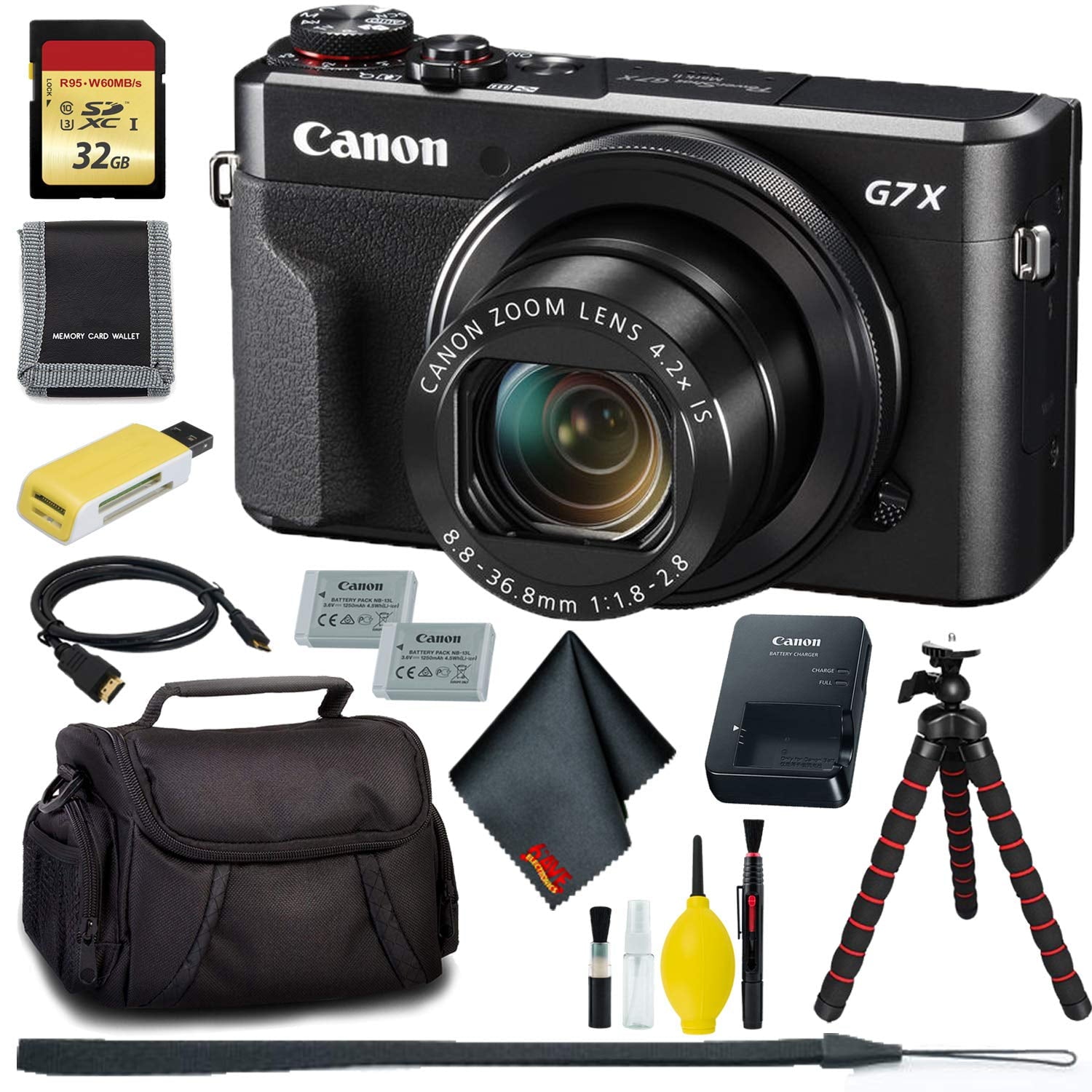 Canon PowerShot G7 X Mark II Digital Camera + 32GB Memory + Extra Battery Bundle