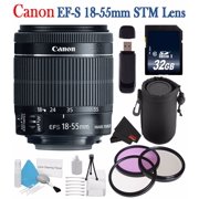 Canon EF-S 18-55mm f/3.5-5.6 IS STM Lens 8114B002 + 58mm 3 Piece Filter Kit + SD Card USB Reader + Deluxe Lens Pouch Bundle