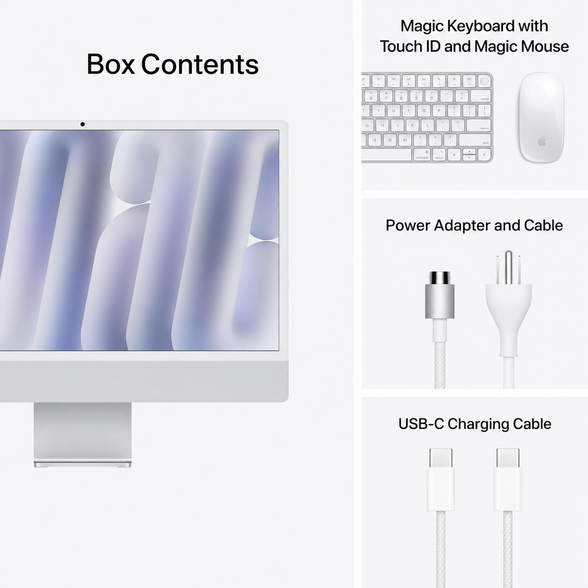 Apple 2024 iMac All-in-One Desktop Computer with M4 chip with 10-core CPU and 10-core GPU: Built for Apple Intelligence, 24-inch Retina Display, 16GB Unified Memory, 256GB SSD Storage; Silver - Reconditioned