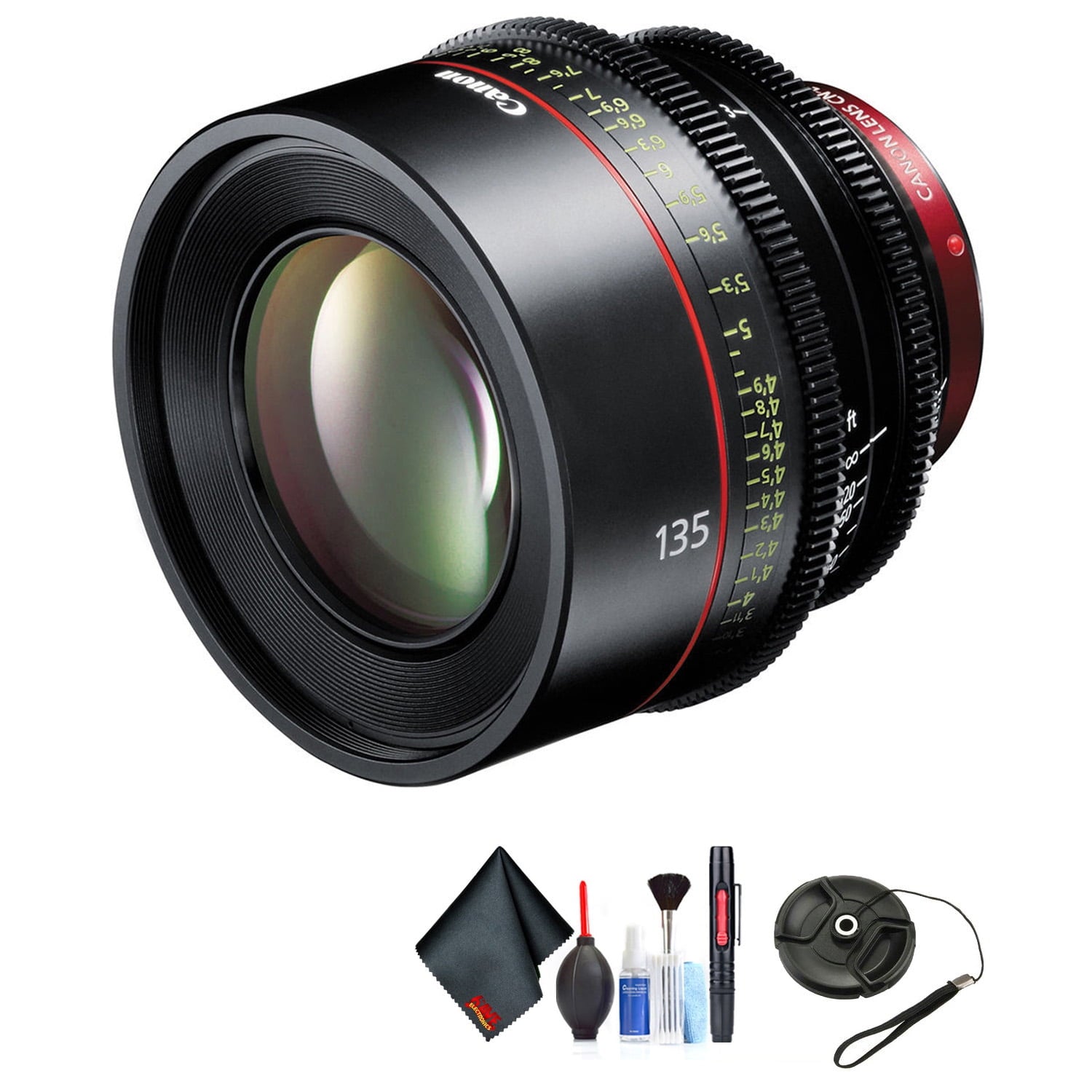 Canon CN-E 135mm T2.2 L F Cinema Prime Lens for Canon EF Mount + Accessories International Model with 2 Year Warranty
