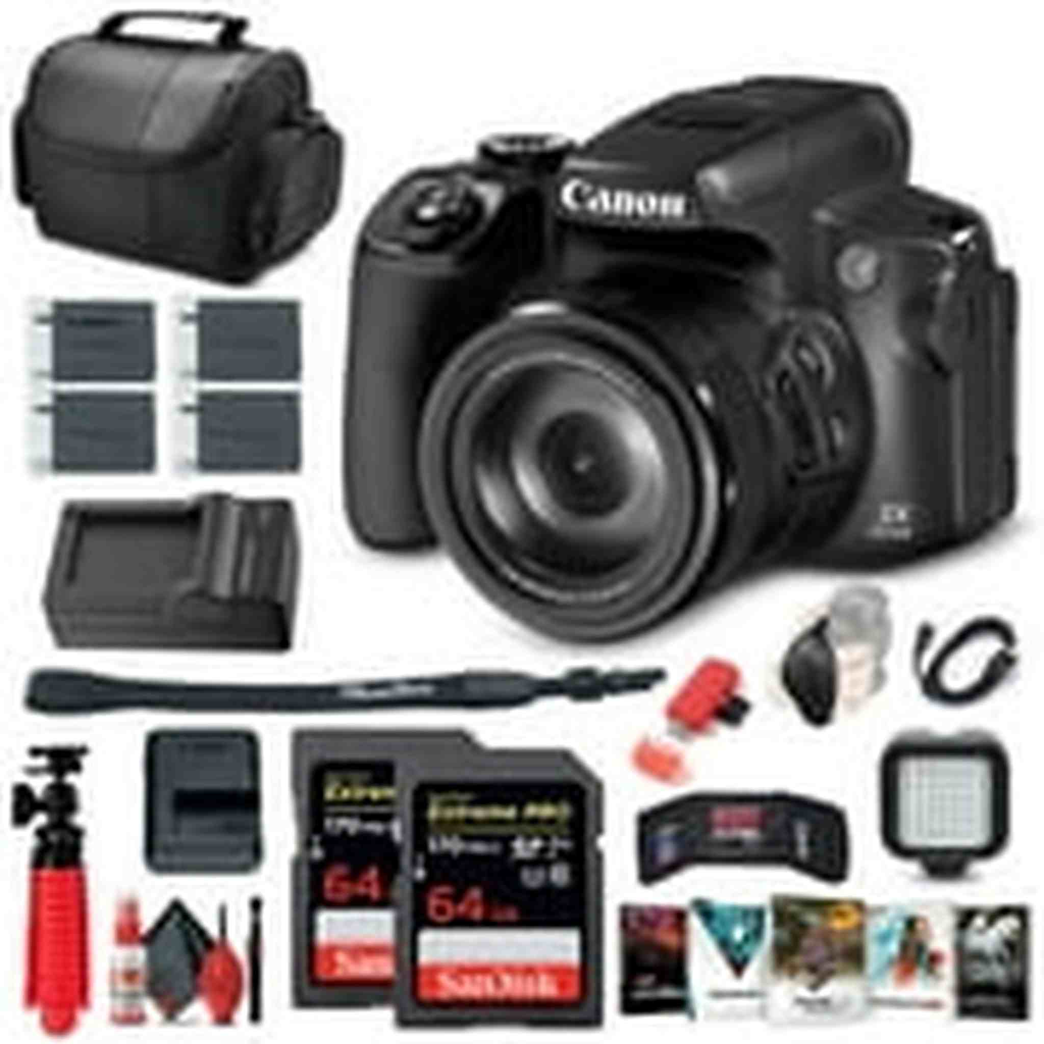 Canon PowerShot SX70 HS Digital Camera 3071C001 + 2 x 64GB Cards + More