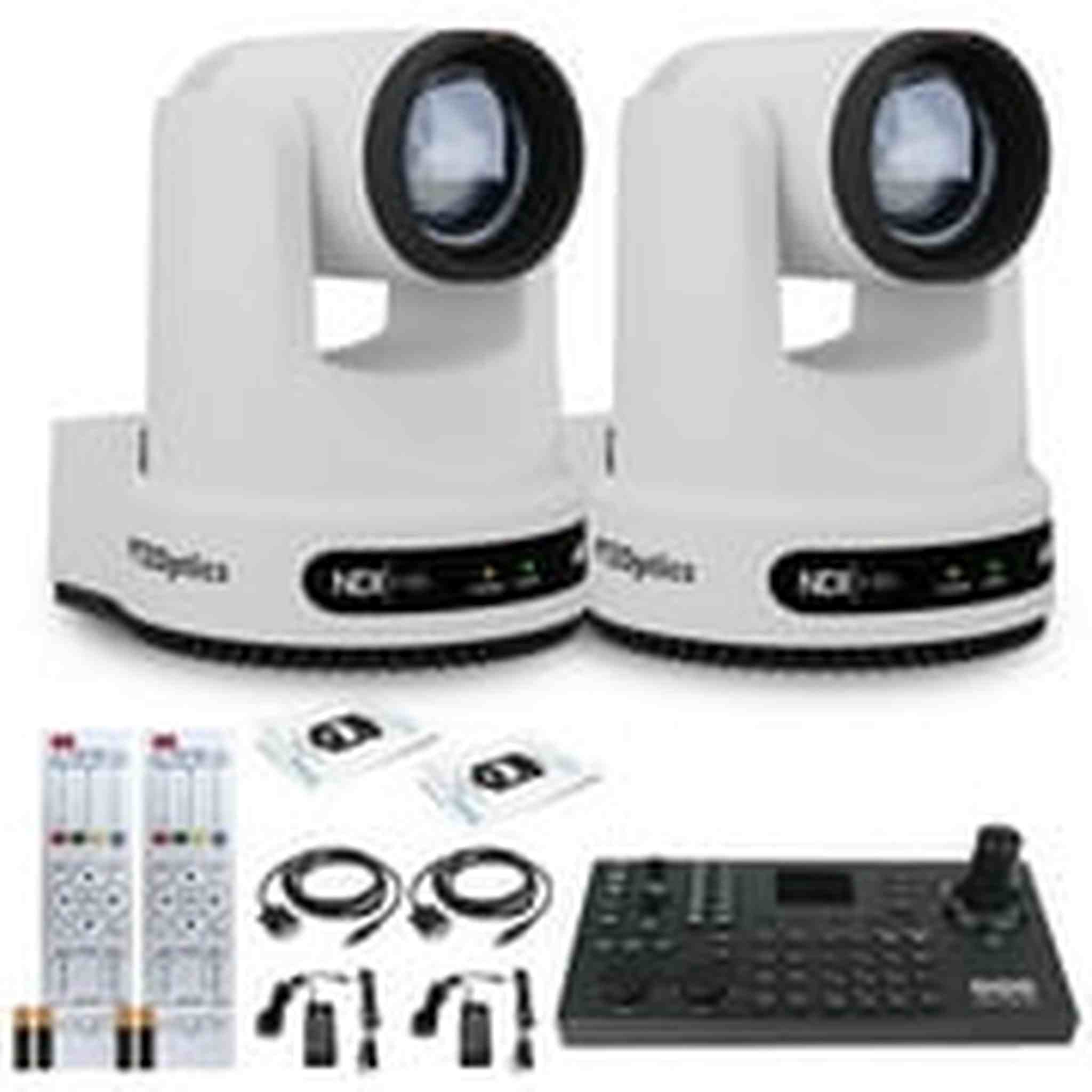 2 x PTZOptics Move 4K PTZ Camera with 20x Zoom White PT20X-4K-WH-G3 + SuperJoy PTZ Controller PTZOptics