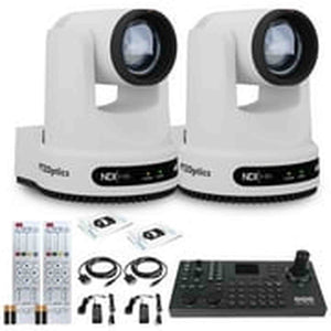 2 x PTZOptics Move 4K PTZ Camera with 20x Zoom White PT20X-4K-WH-G3 + SuperJoy PTZ Controller PTZOptics