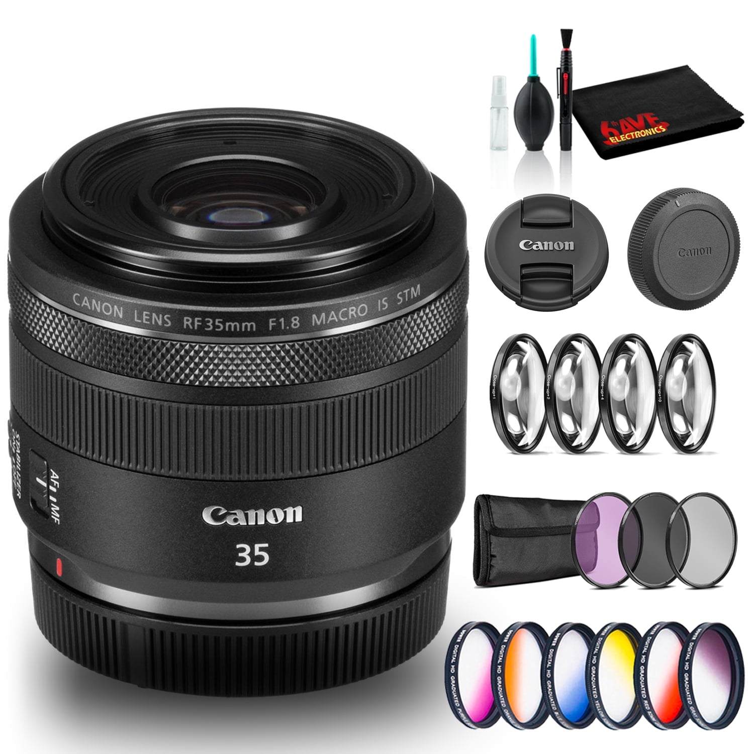 Canon RF 35mm f/1.8 IS Macro STM Lens (Intl Model) Bundle Includes Filter Kits