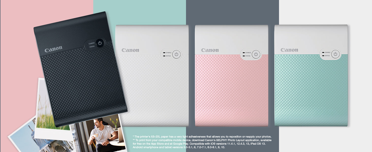 Canon SELPHY QX10 Portable Square Photo Printer for iPhone or Android, Pink