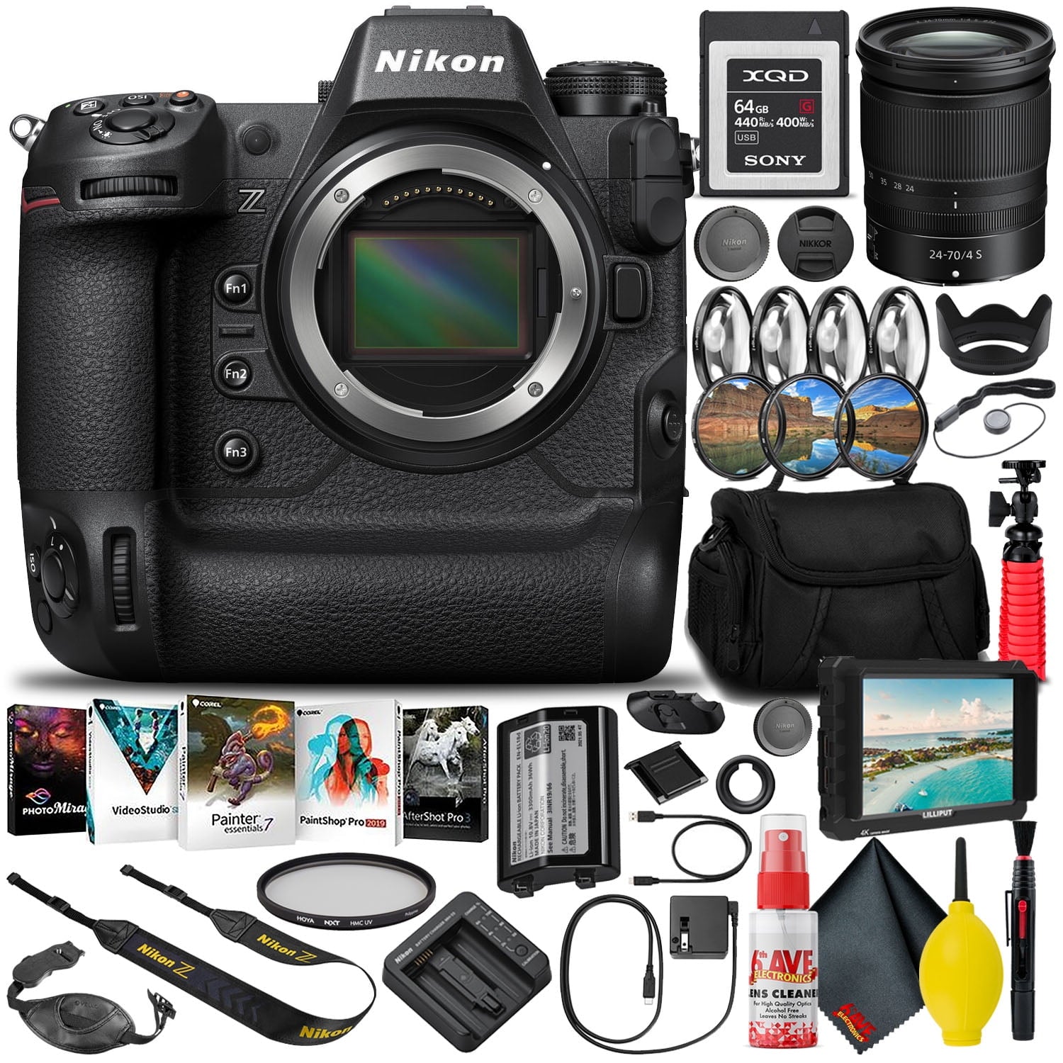 Nikon Z9 Mirrorless Camera (1669) with 24-70mm Lens + 64GB XQD Card (INTL) Starter Bundle