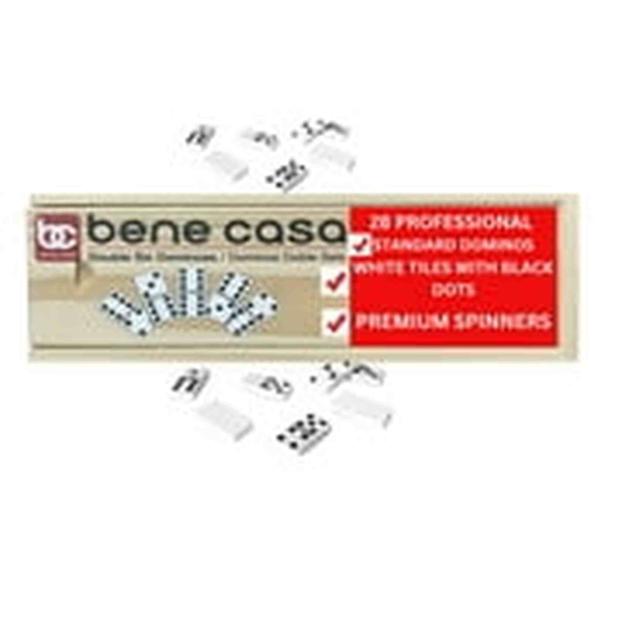 Bene Casa - Hand Crafted Double 6 Dominoes Set with Wooden Storage Box - 28 Piece Set - Dominoes Feature Brass Spinners