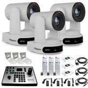 3 x PTZOptics Move 4K PTZ Camera with 30x Zoom White PT30X-4K-WH-G3 + PT-JOY-G4 Controller + 3 x Wall Mount