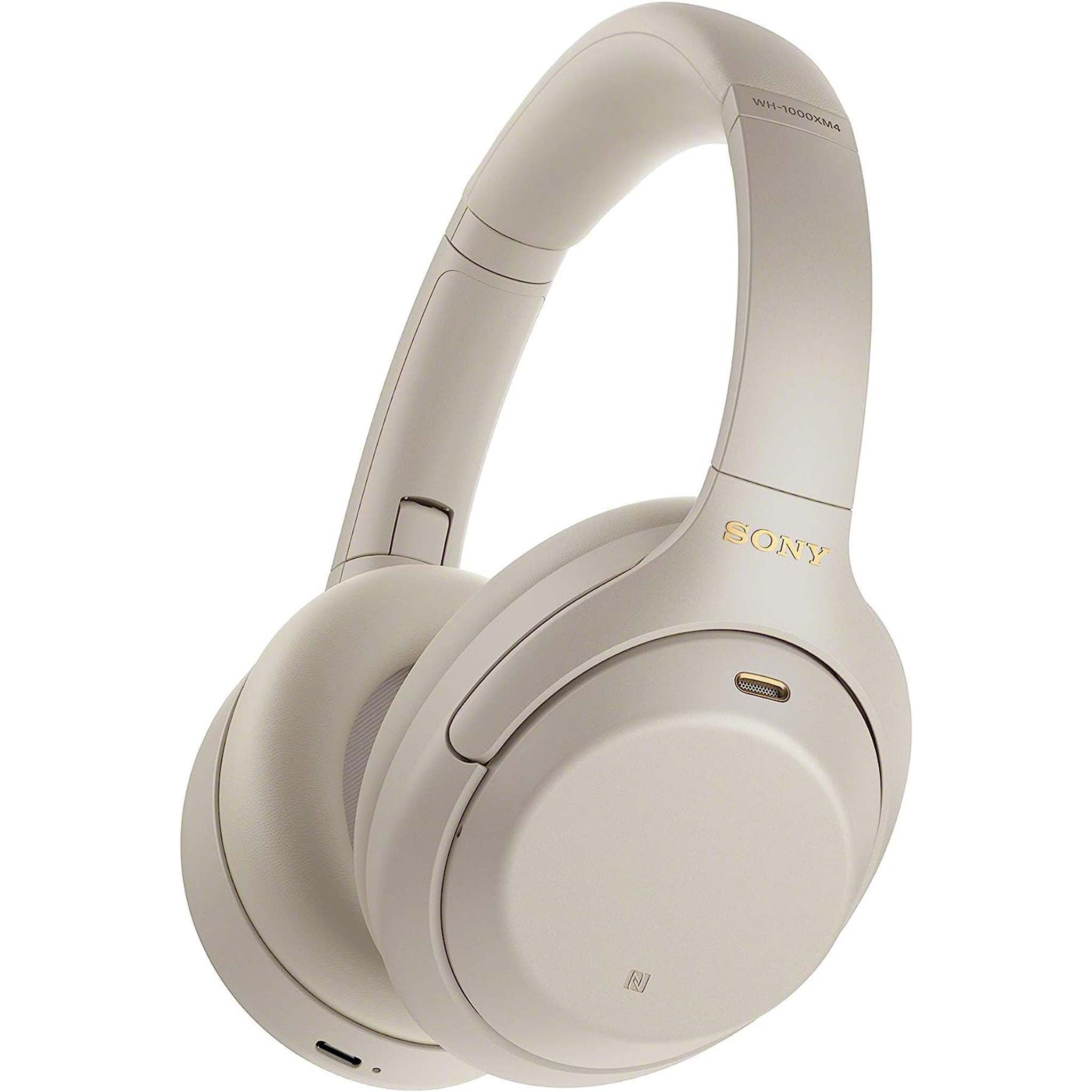 Sony WH-1000XM4 Wireless Industry Leading Noise Canceling Overhead Headphones with Mic for Phone-Call and Alexa Voice Control, Silver Sony
