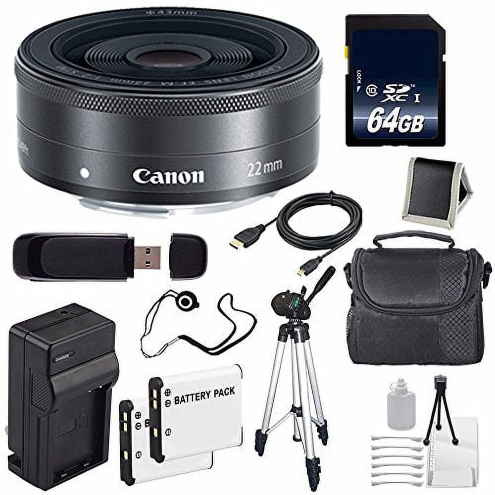Canon EF-M 22mm f/2 STM Lens + 64GB SDXC Class 10 Memory Card 6AVE Bundle 5