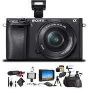 Sony Alpha a6300 Mirrorless Camera W/ 16-50mm Lens Black ILCE6300L/B W/ Soft Bag, Zhiyun-Tech WEEBILL Stabilizer, 2x Extra Batteries, Rode Mic, 2x 64GB Cards, 4K Monitor , Plus Essential Accessories