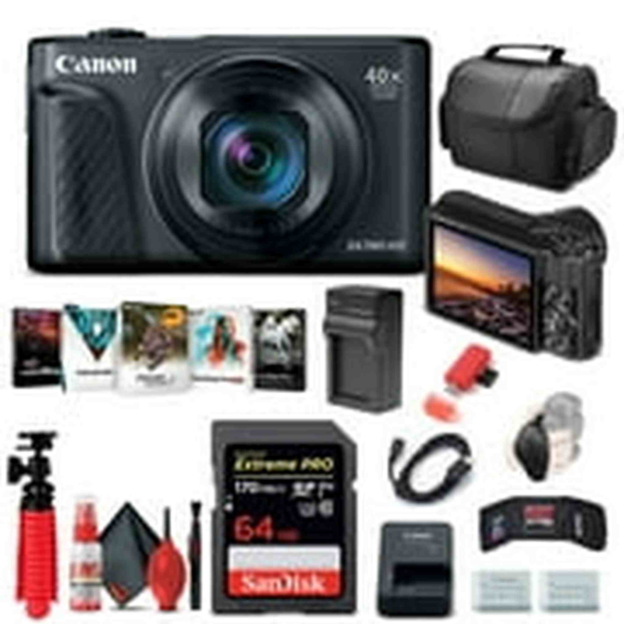 Canon PowerShot SX740 HS Digital Camera Black 2955C001 + 64GB Card + More Canon