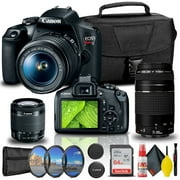 Canon EOS Rebel T7 DSLR Camera with 18-55mm and 75-300mm Lenses + Creative Filter Set + EOS Camera Bag + Sandisk Ultra 64GB Card + Cleaning Set, and More