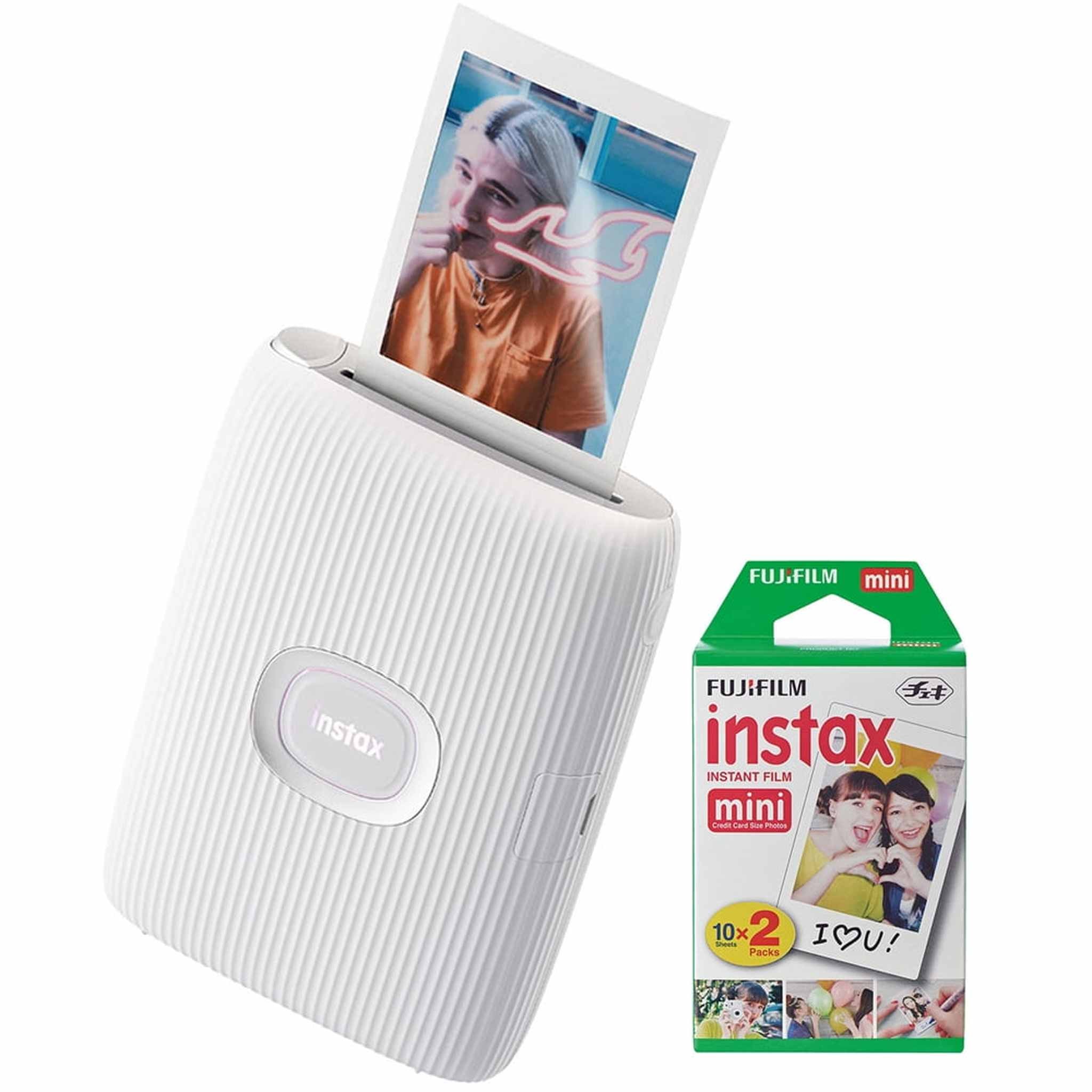 Fujifilm 16767155 Instax Mini Link 2 Smartphone Printer Clay White with 20 Shots Fujifilm
