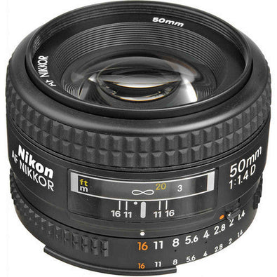Nikon AF NIKKOR 50mm f/1.4D Lens INTL Model Includes Case and Filter Kits Bundle