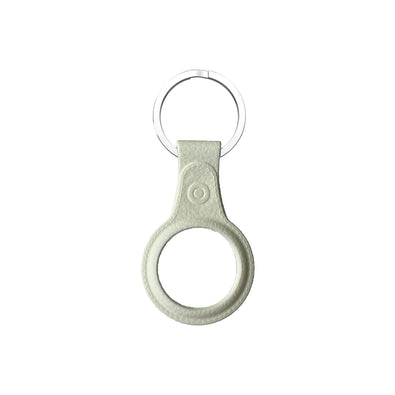 AirTag TPU Case leather finish with keychain White