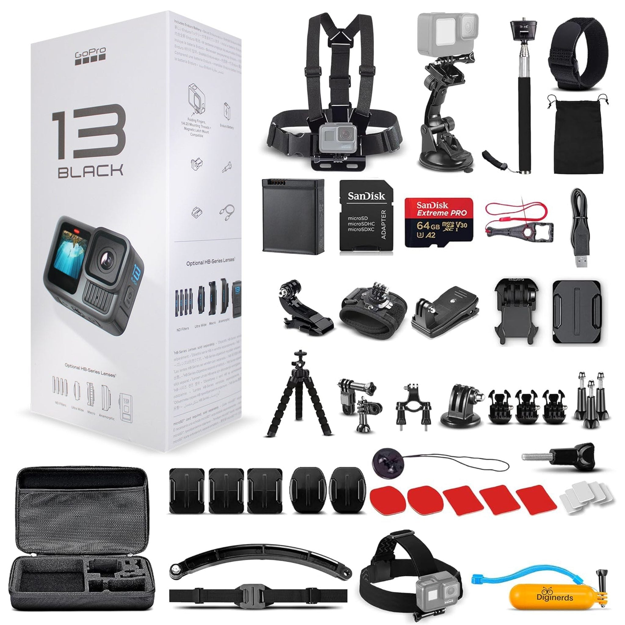 GoPro HERO13 - Waterproof Action Camera + 64GB Card and 50 Piece Accessory Kit GoPro