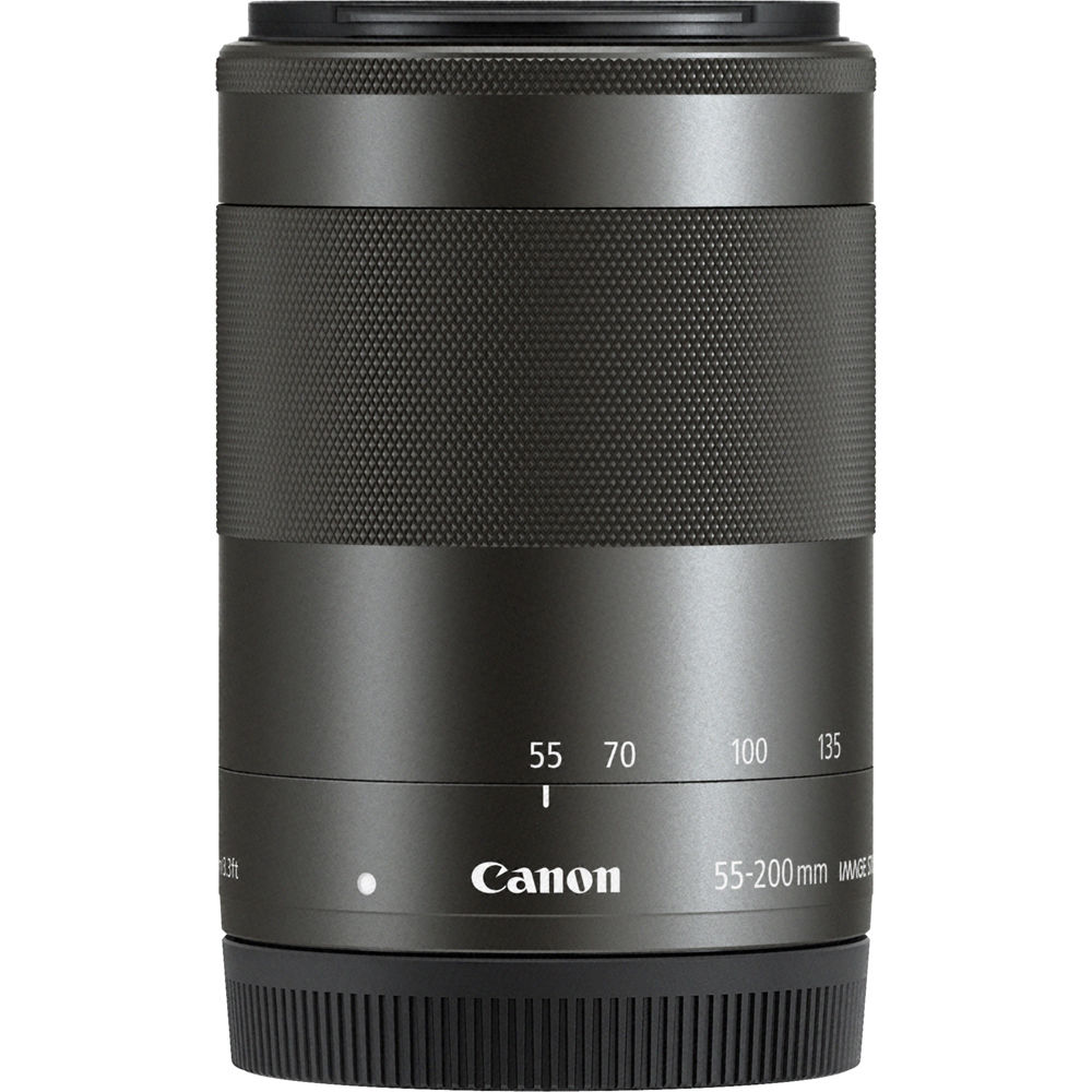 Canon EF-M 55-200mm f/4.5-6.3 IS STM Lens (Black) (9517B002) + Filter Kit Base Bundle