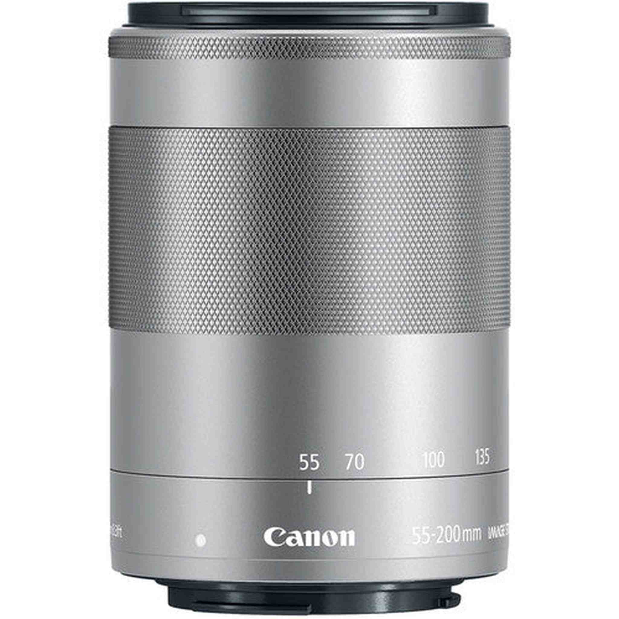 Canon EF-M 55-200mm f/4.5-6.3 IS STM Lens Silver 1122C002 + 64GB Card - Bundle