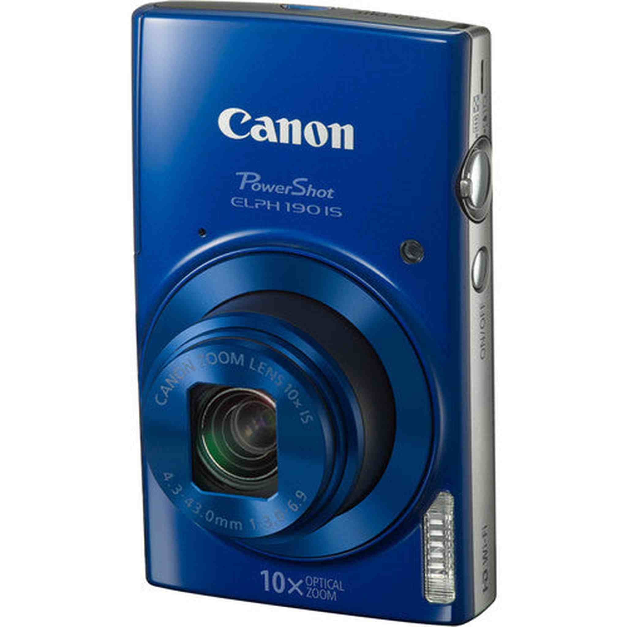Canon PowerShot ELPH 190 IS Digital Camera Blue + 32GB Card + More Bundle