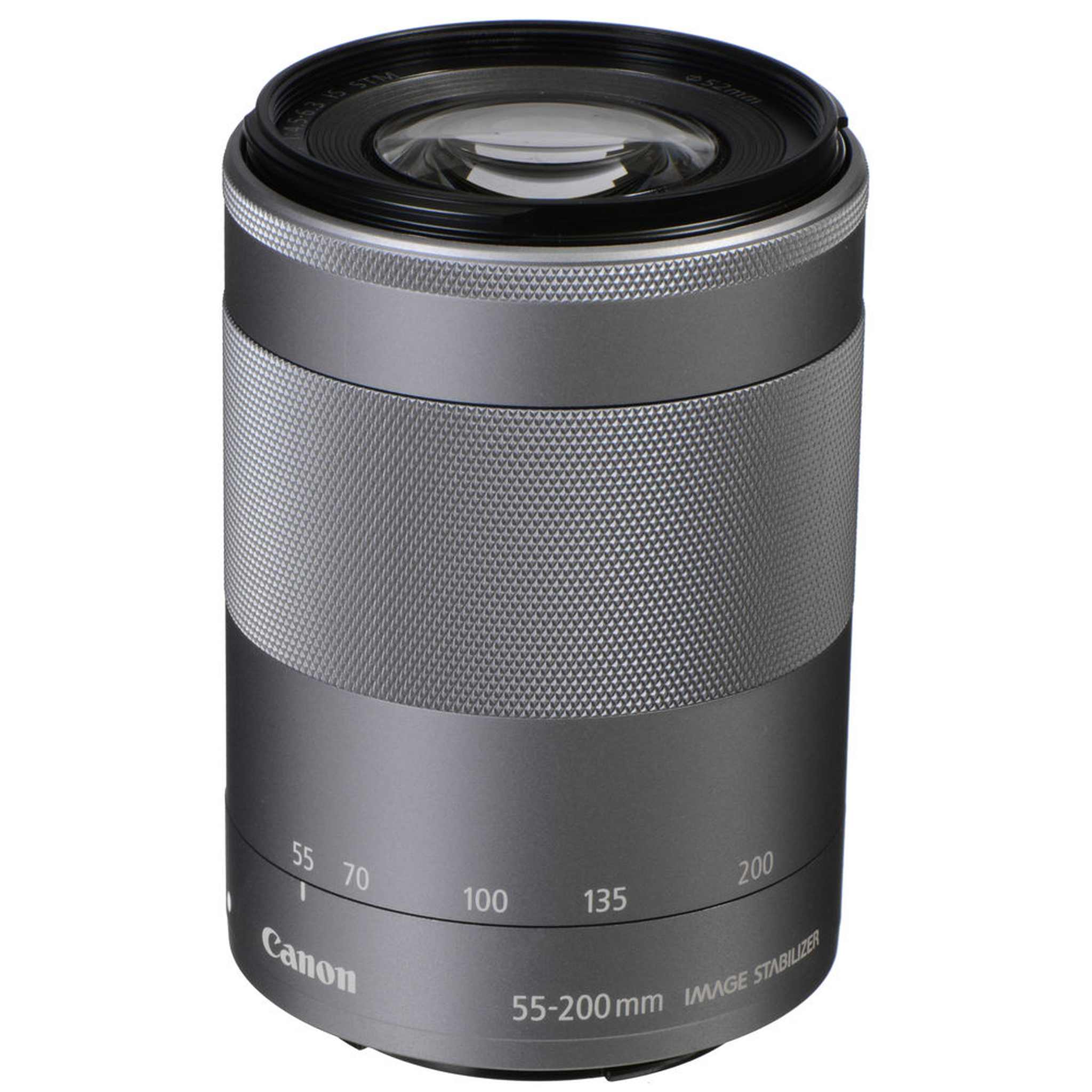 Canon EF-M 55-200mm f/4.5-6.3 IS STM Lens Silver 1122C002 + Filter Kit - Bundle - Reconditioned Canon