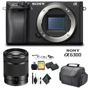 Sony Alpha a6300 Mirrorless Camera Black ILCE6300/B With Sony 55-210mm Lens, Soft Bag, Additional Battery, 64GB Memory Card, Card Reader , Plus Essential Accessories