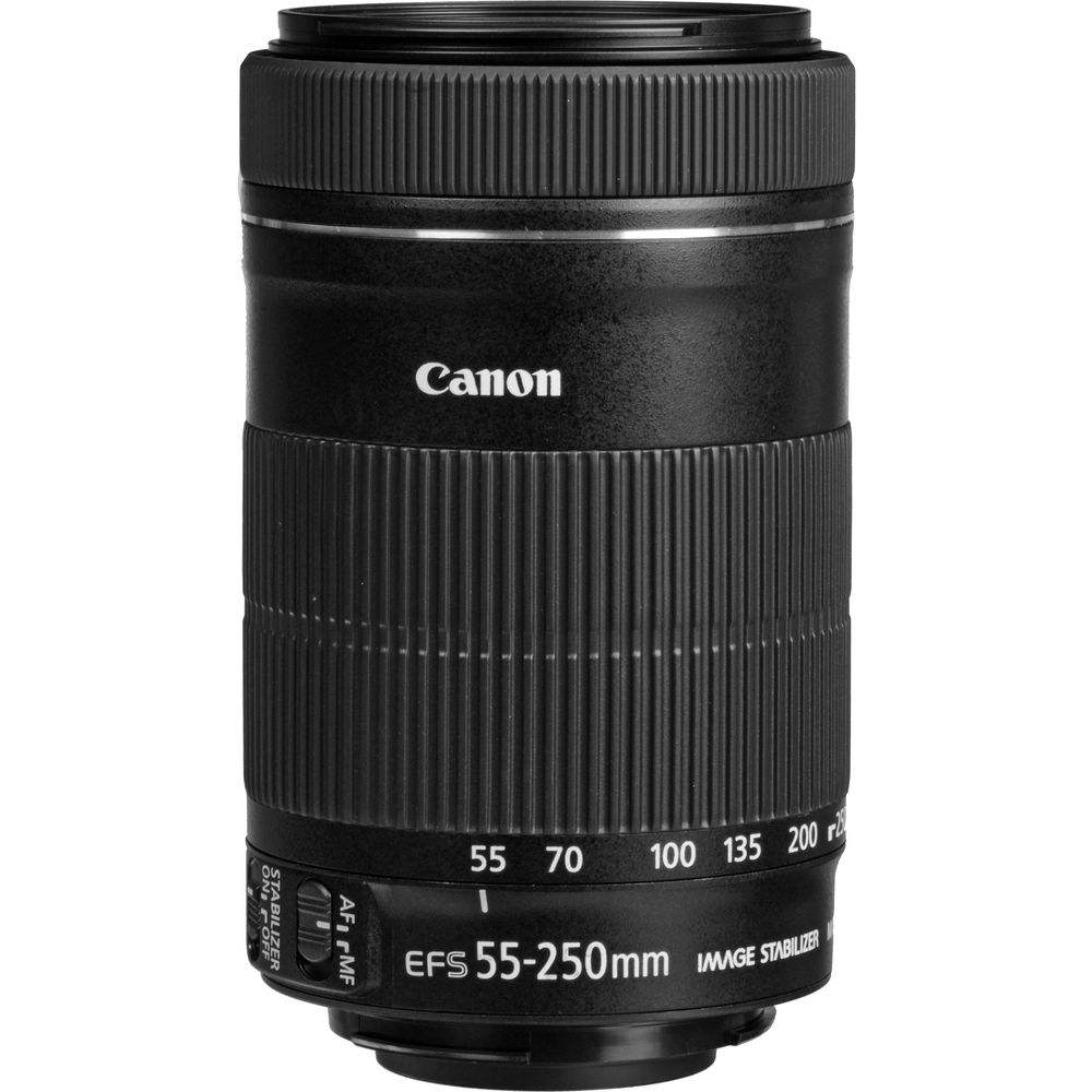 Canon EF-S 55-250mm f/4-5.6 IS STM Lens (8546B002) + Filter Kit Base Bundle