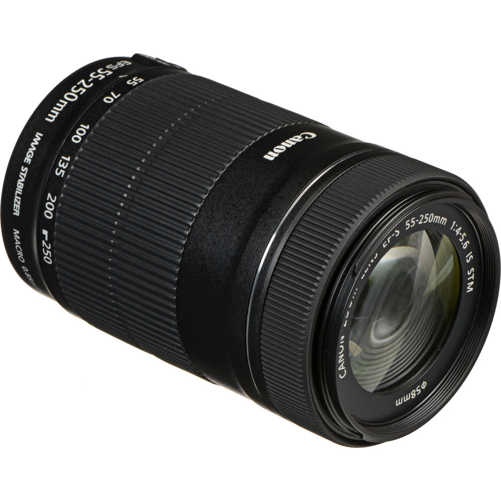 Canon EF-S 55-250mm f/4-5.6 IS STM Lens (8546B002) + Filter Kit Base Bundle