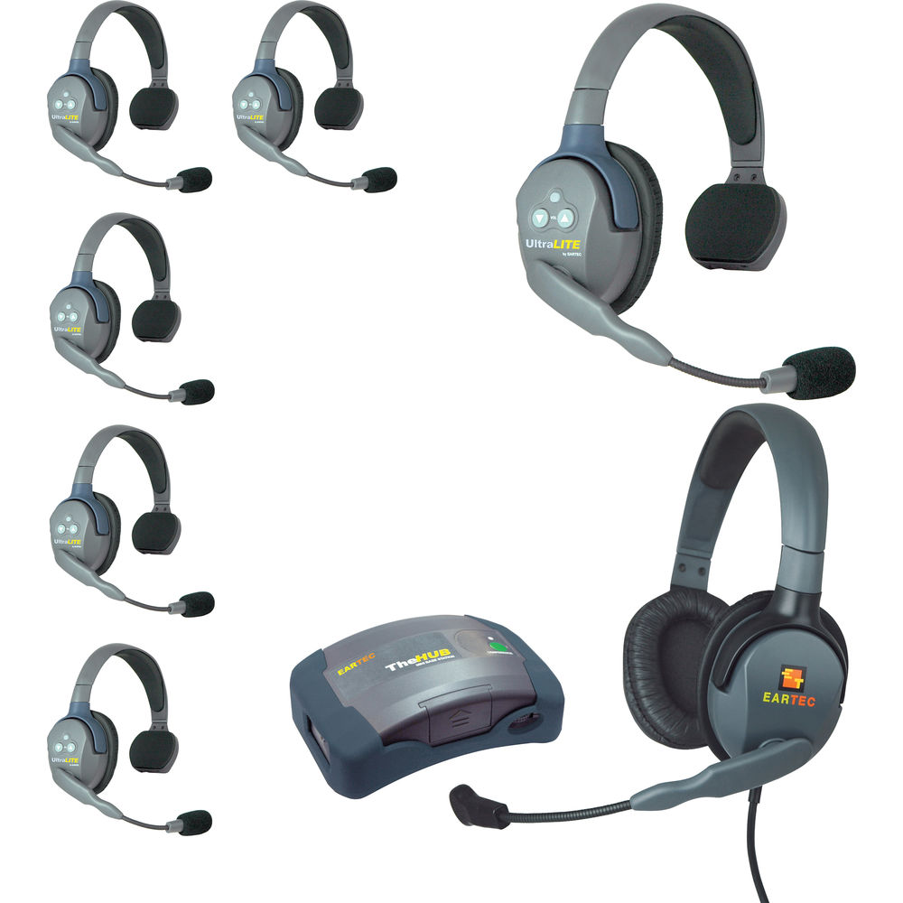 Eartec HUB7SMXD UltraLITE 7-Person HUB Intercom System W/ Max 4G Double Headset