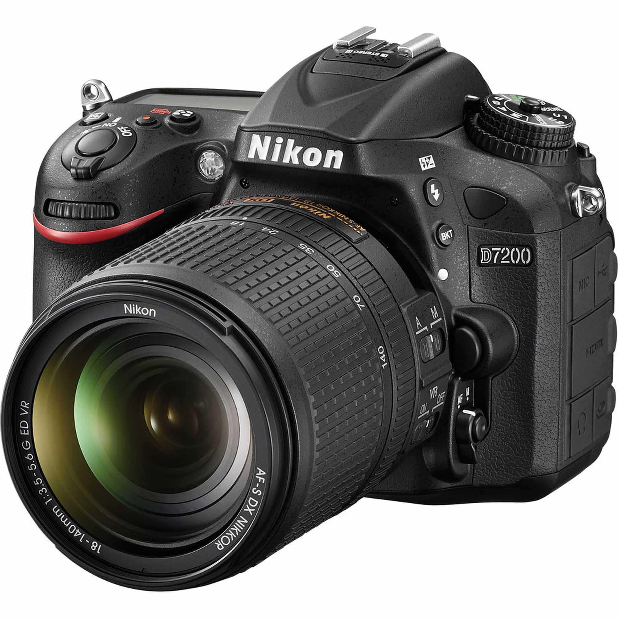 Nikon D7200 Digital Camera with 18-140mm VR Lens 1555 + 64GB Card + Bag Intl - Reconditioned Nikon