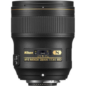 Nikon AF-S NIKKOR 28mm f/1.4E ED Lens Includes Filter Kits and Tripod Intl Model Bundle