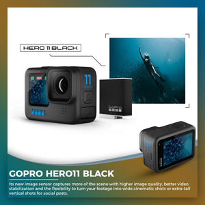 GoPro HERO11 Black - Waterproof Action Camera with 5.3K60 Ultra HD Video, 27MP Photos, 1/1.9" Image Sensor, Live Streaming, Webcam, Stabilization GoPro