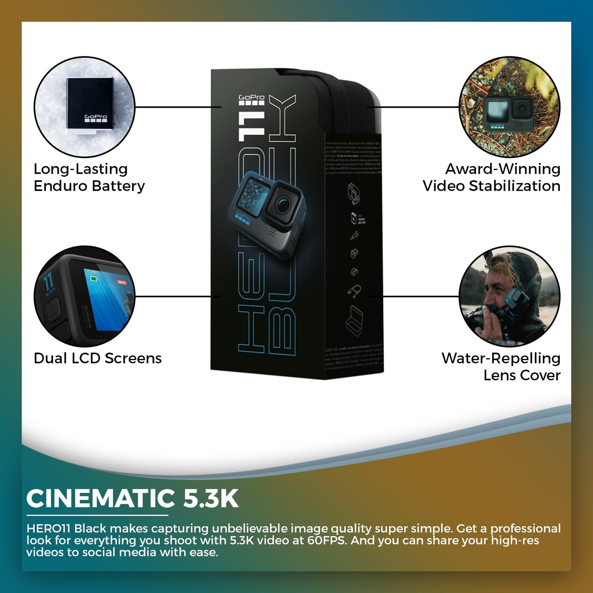 GoPro HERO11 Black - Waterproof Action Camera with 5.3K60 Ultra HD Video, 27MP Photos, 1/1.9" Image Sensor, Live Streaming, Webcam, Stabilization GoPro