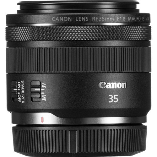 Canon RF 35mm f/1.8 IS Macro STM Lens (Intl Model) With Filters and Backpack