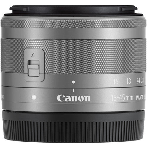 Canon EF-M 15-45mm f/3.5-6.3 IS STM Lens (Silver) (International Model) with Cleaning Kit and Filter Kits Bundle