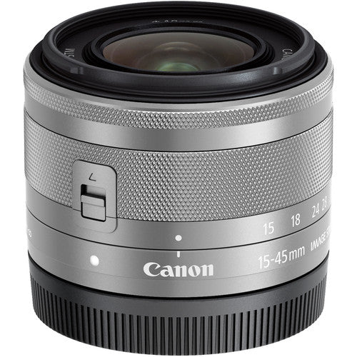 Canon EF-M 15-45mm f/3.5-6.3 IS STM Lens (Silver) (International Model) with Cleaning Kit and Filter Kits Bundle