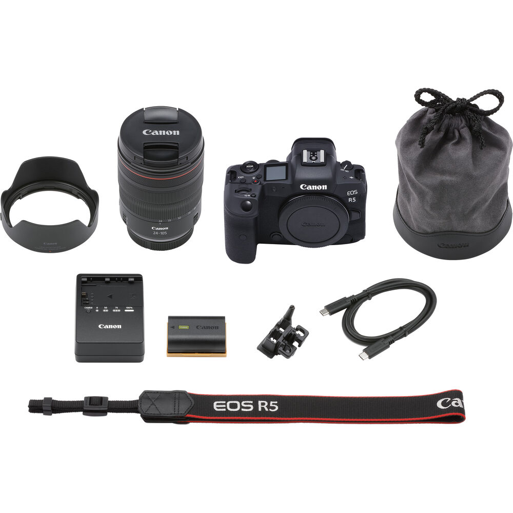 Canon EOS R5 Mirrorless Camera W/ 24-105mm f/4L Lens 4147C013 - Basic Bundle