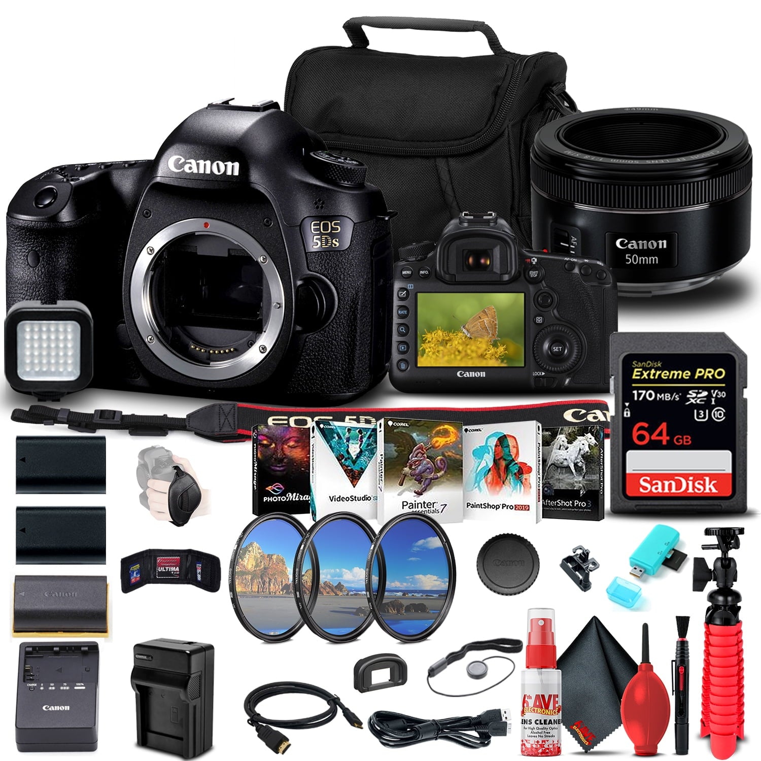 Canon EOS 5DS DSLR Camera (Body Only) (0581C002) + Canon Lens Outdoor  Bundle